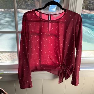 Ruby Colored with White Pattern and Side Knot